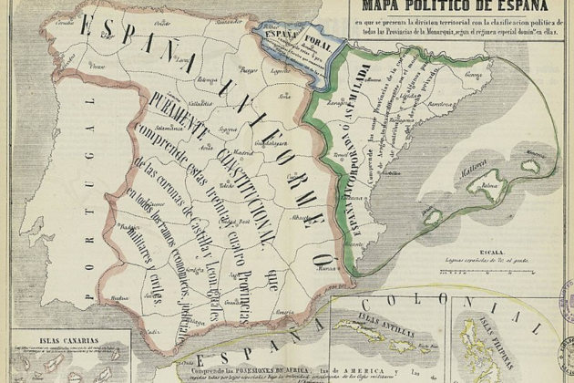 Mapa polític d'Espanya (1850). Font Biblioteca Digital Hispànica