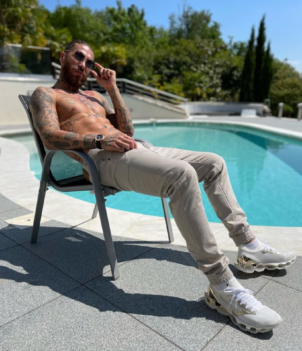 Sergio Ramos en una de les seves dues piscines Instagram