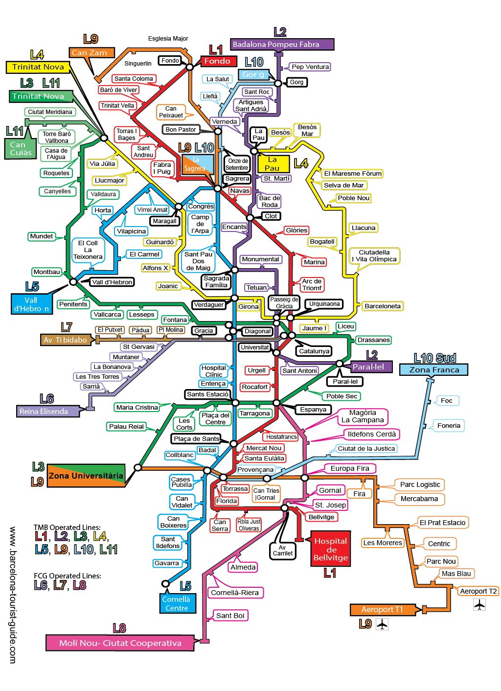 plano red metro barcelona tourist guide