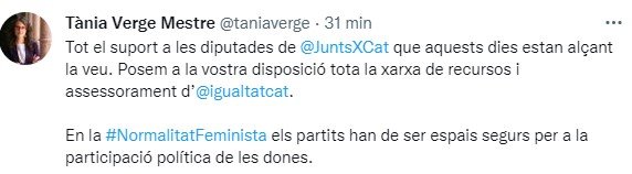 Tuit de Tània Verge sobre el cas Dalmases Twitter Tuit de Tània Verge sobre el cas Dalmases Twitter