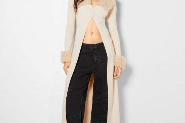 Cárdigan largo detalle pelo