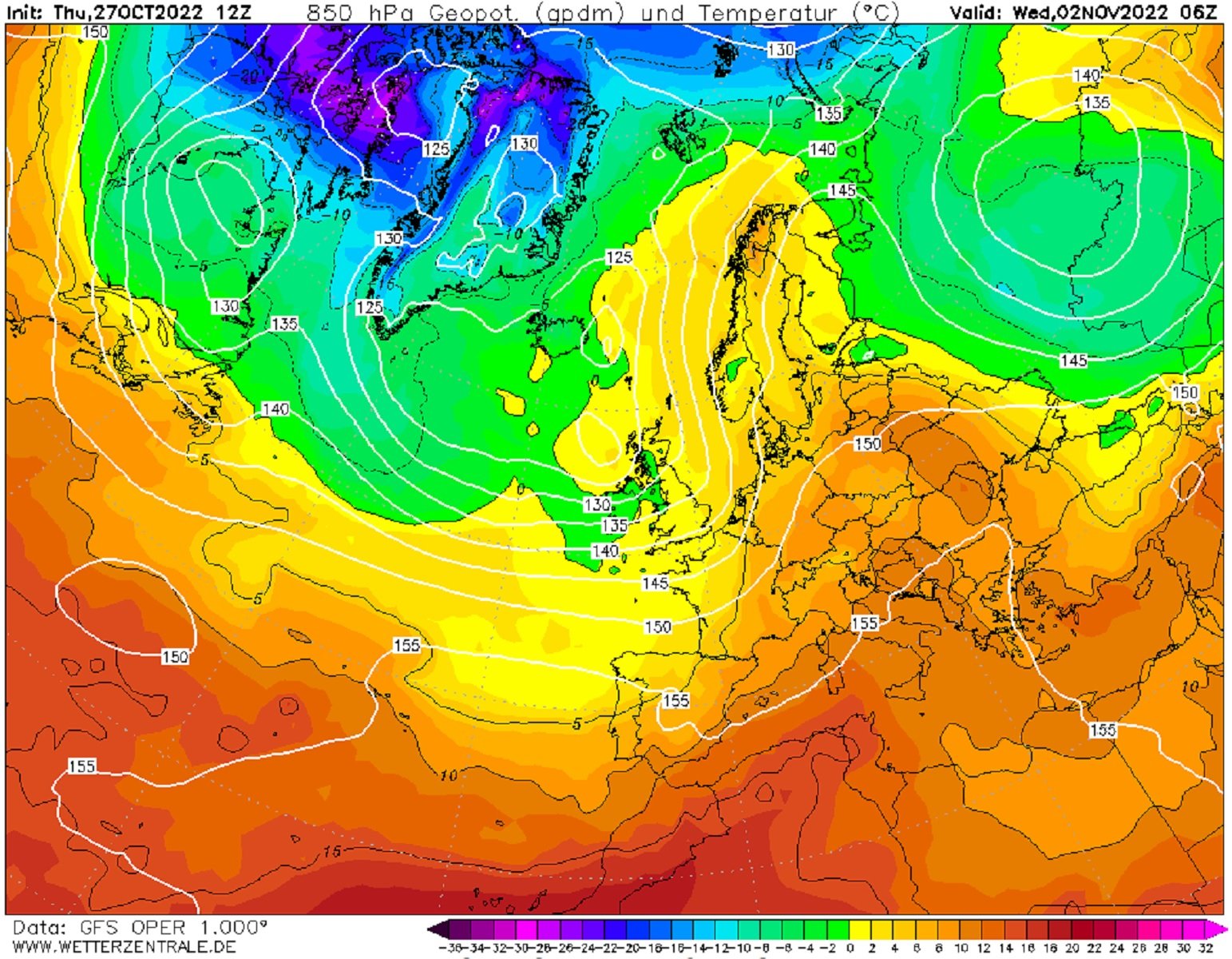 Forta baixada de les temperatures el dia de Tots Sants i el 2 de novembre GFS Wetterzentrale