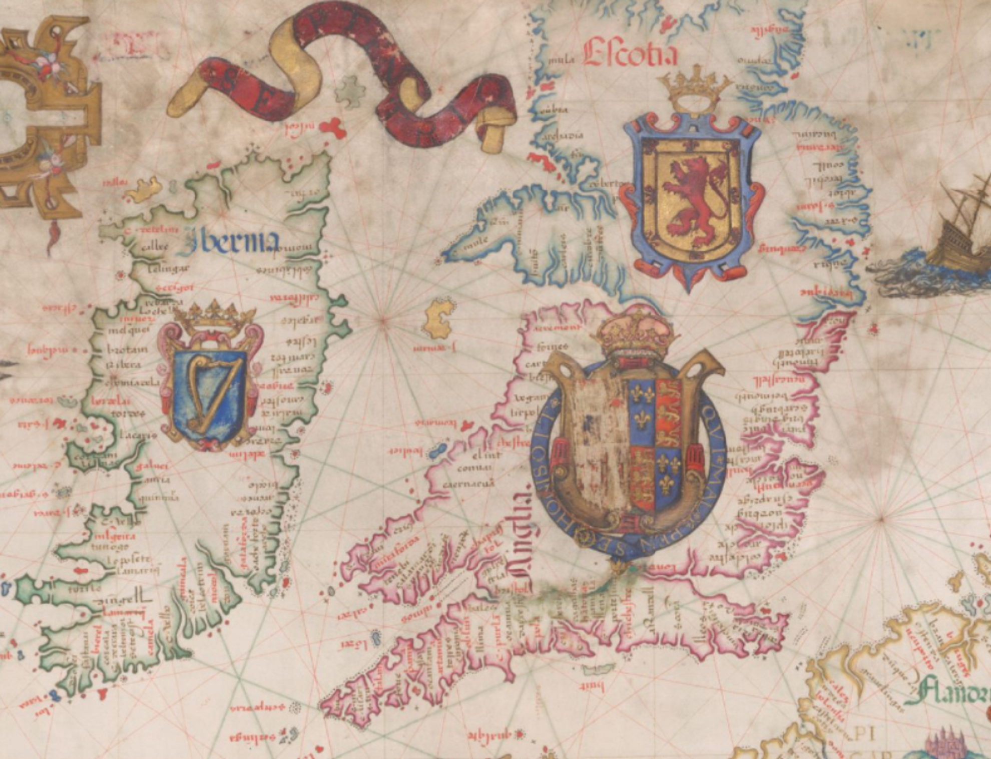Mapa de las islas británicas cartografía durante el reinado de Maria I. Font British Library