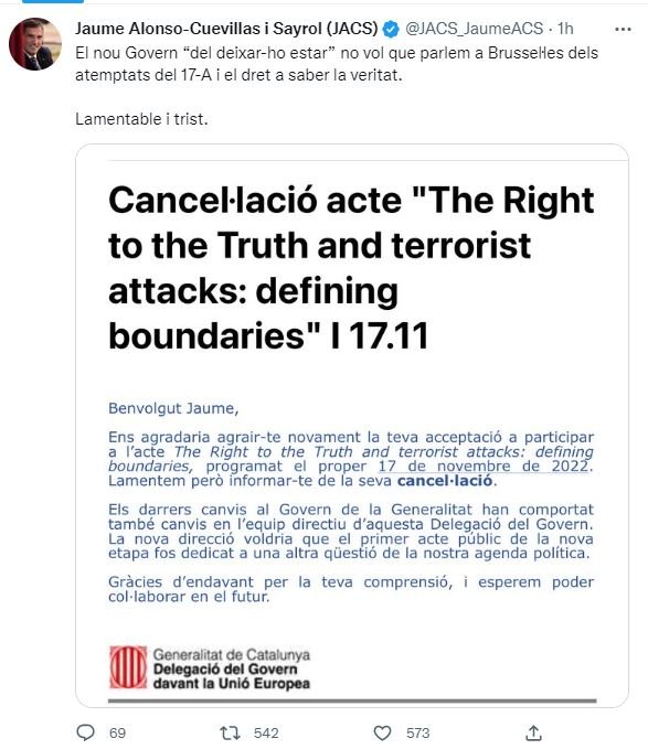 captura tuit Cuevillas delegación Gobierno UE captura tuit Cuevillas delegación Gobierno UE