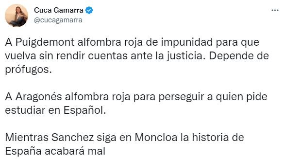 Tuit Cuca Gamarra Puigdemont