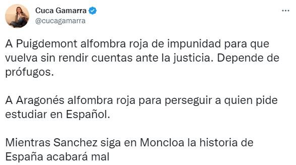 Tuit Cuca Gamarra Puigdemont Tuit Cuca Gamarra Puigdemont