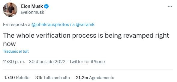 tuit musk verificació