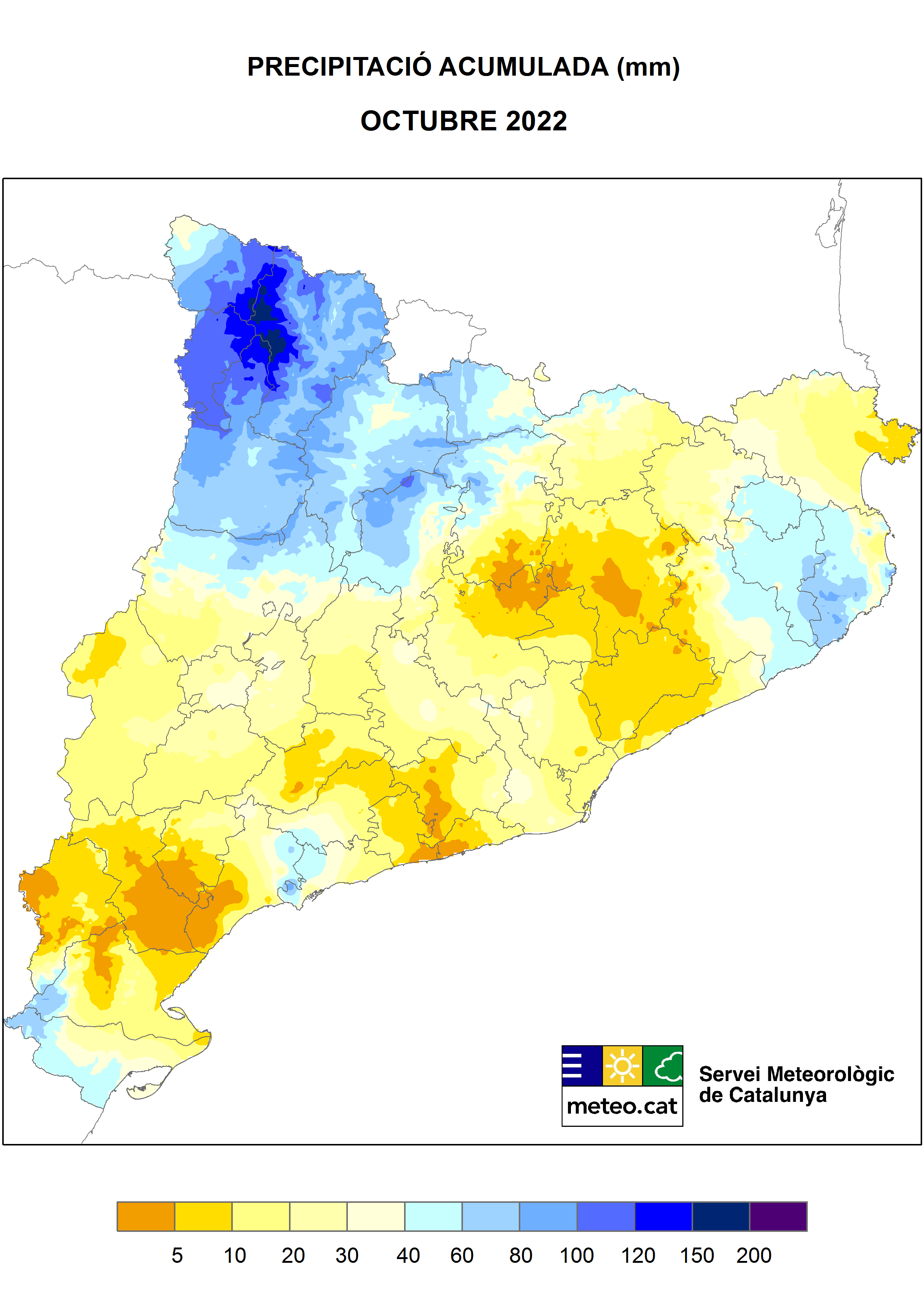 Precipitacio acumulada octubre catalunya