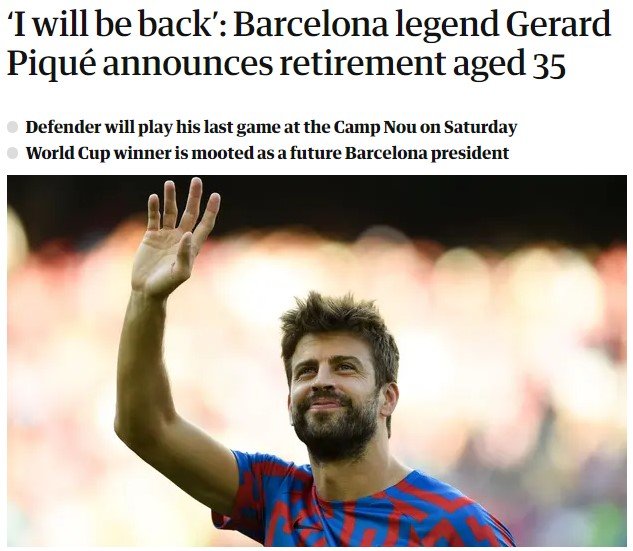 Gerard Piqué retirada Barça The Guardian Gerard Piqué retirada Barça The Guardian