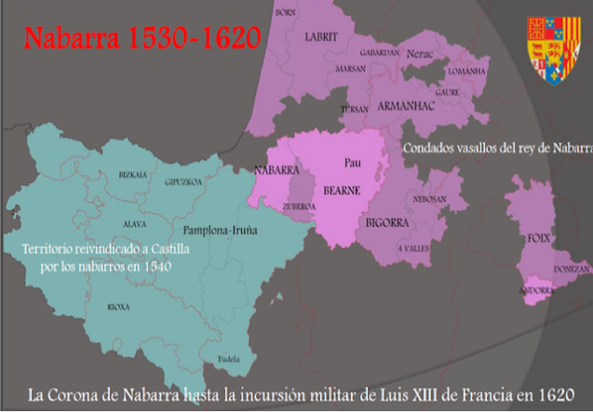 Mapa de los territorios navarros (alta y baja Navarra). Fuente Blog Nabarralde