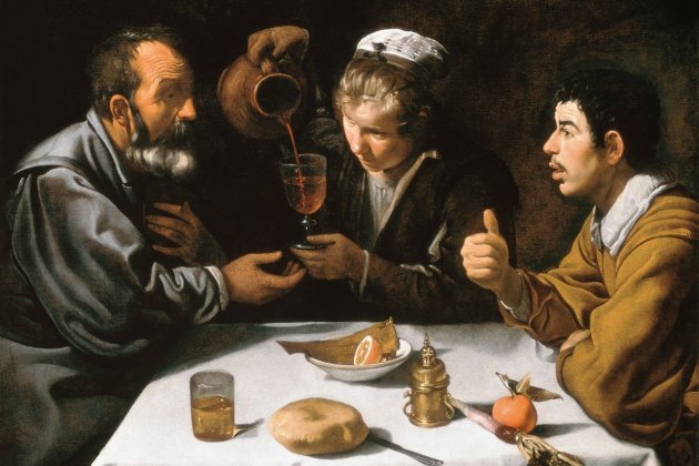 una tabernera sirve vino a dos comensales en el almuerzo de diego velazquez museo de bellas artes budapest 6828ec6a 1280x1104