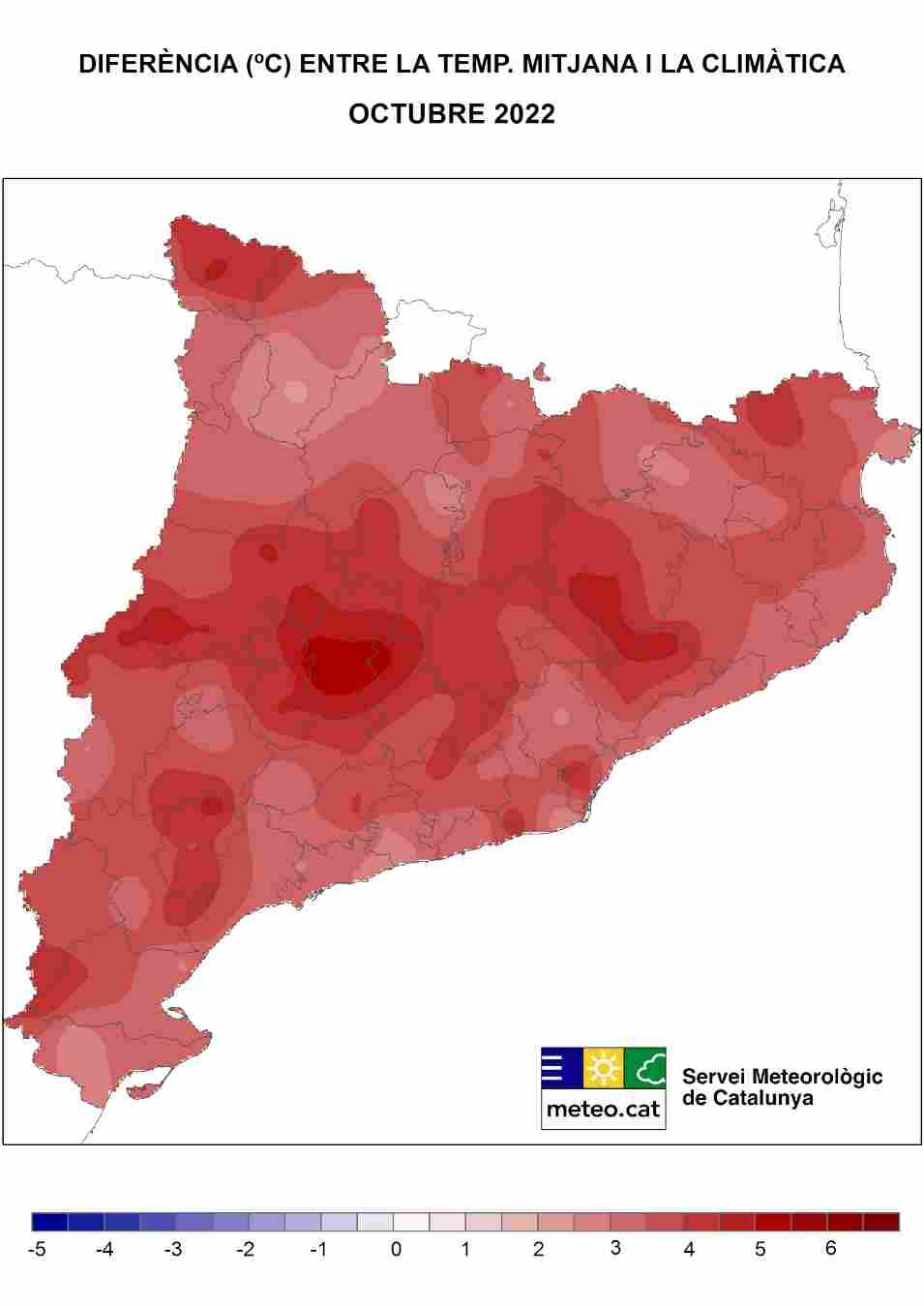 La temperatura de este octubre ha sido la más alta que nunca se había observado en Catalunya / Fuente: Servicio Meteorológico de Catalunya La temperatura de este octubre ha sido la más alta que nunca se había observado en Catalunya / Fuente: Servicio Meteorológico de Catalunya