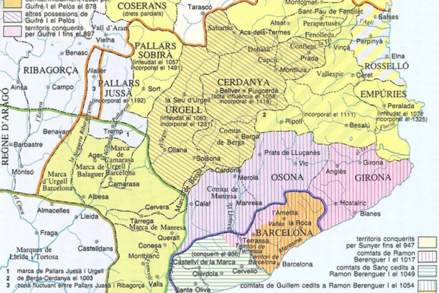 Mapa de la projecció catalana a Occitània durant els segles X i XI. Font Enciclopedia