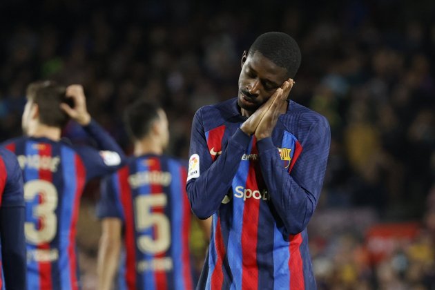 Ousmane Dembélé celebrant gol Barça Almeria / Foto: EFE