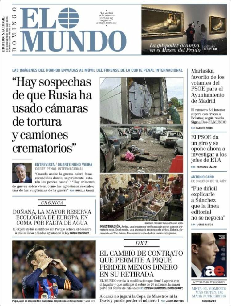 portada El Mundo 6 novembre 2022 portada El Mundo 6 novembre 2022