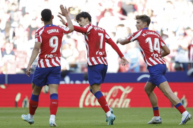 Joao Félix Matheus Cunha Marcos Llorente celebrant gol Atlètic de Madrid Espanyol / Foto: EFE Joao Félix Matheus Cunha Marcos Llorente celebrant gol Atlètic de Madrid Espanyol / Foto: EFE