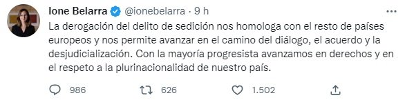 TUIT Ione Belarra TUIT Ione Belarra