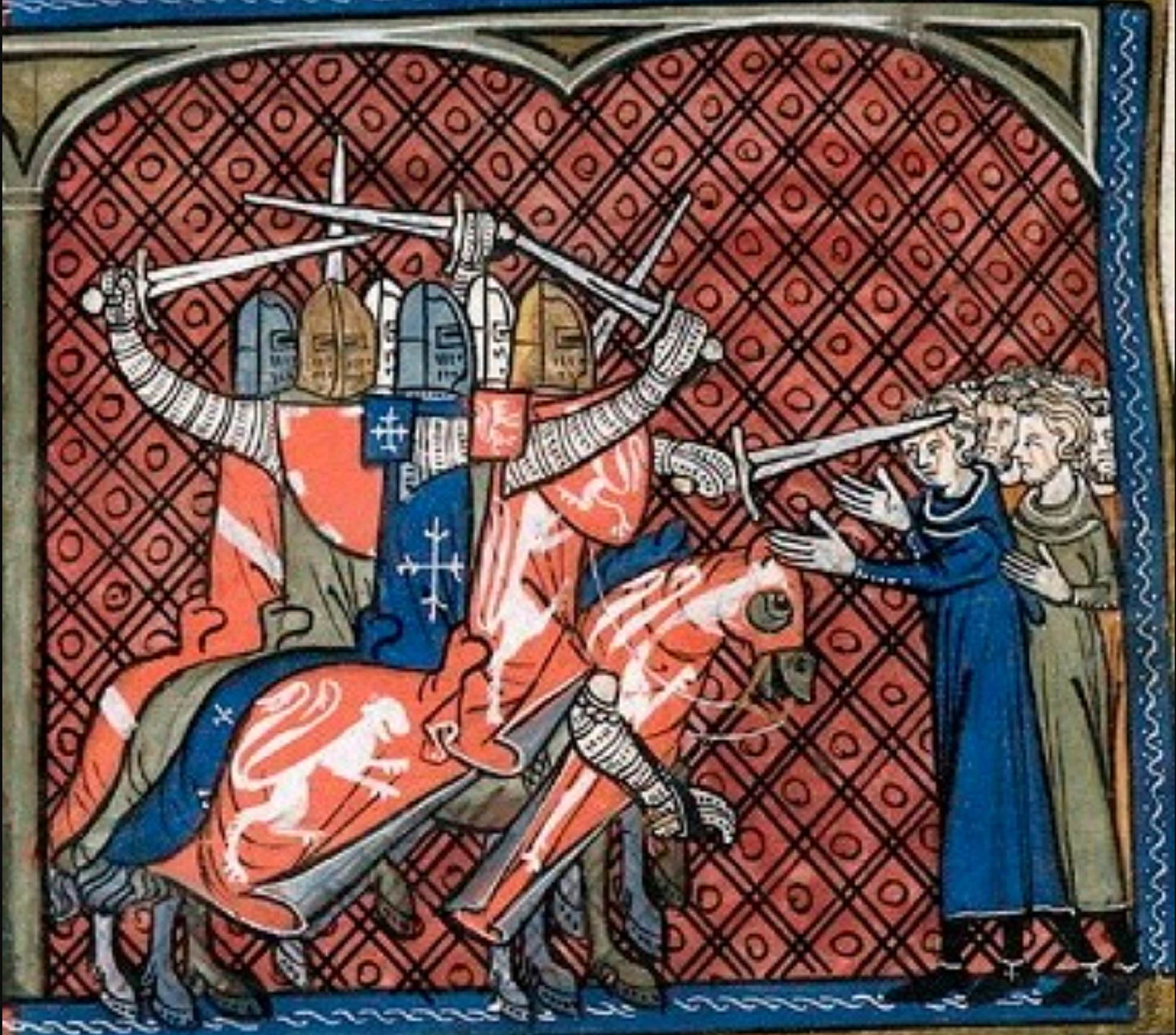 Miniatura que representa la masacre franco cruzada de Besiers. Fuente British Library