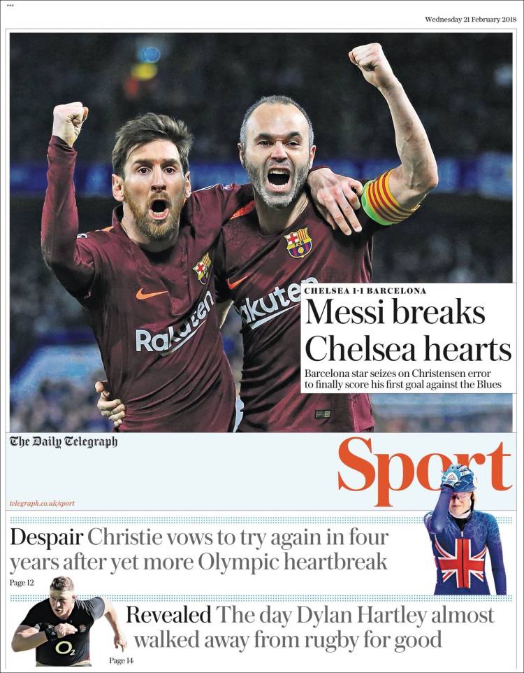 Telegraph Sport Portada 21 02 2018