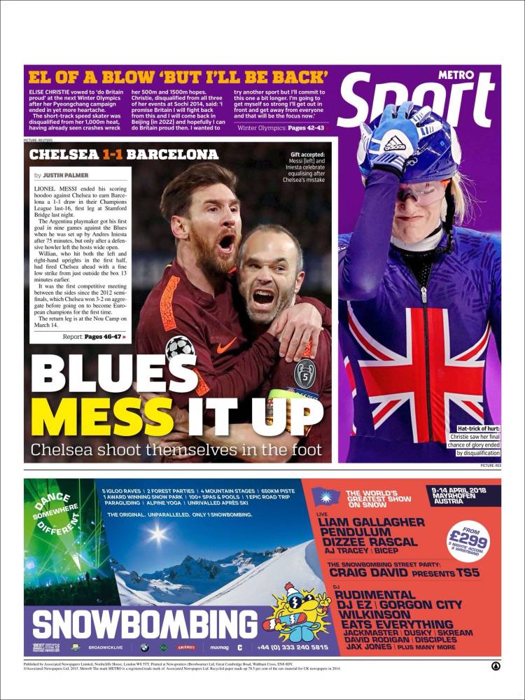 Metro Sport Portada 21 02 2018