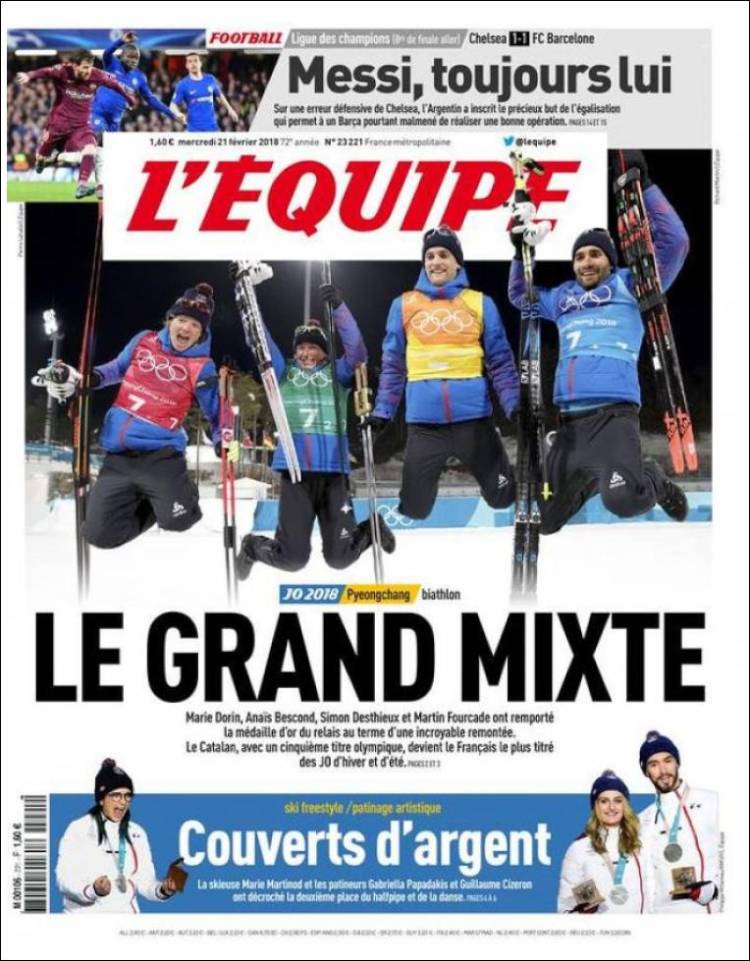 L'Équipe Portada 21 02 2018