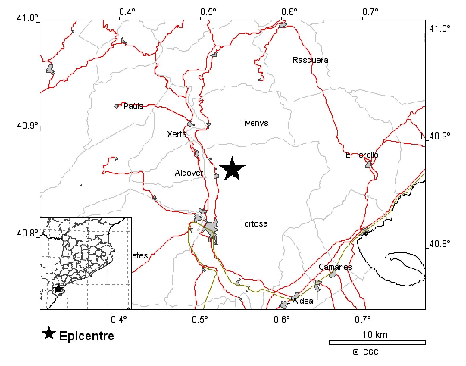 Terremoto de magnitud 3,4 en las Terres de l'Ebre con epicentro en Tortosa