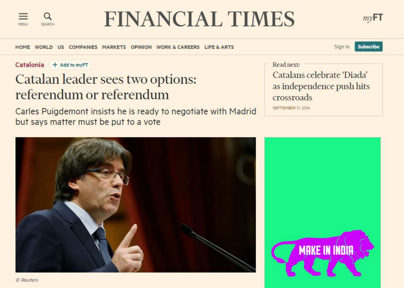 La premsa internacional es fa ressò del referèndum català
