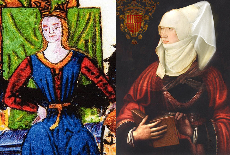 Maria de Sicilia i Blanca de Navarra (las dos nueras de Maria). Fuente Wikimedia Commons (1) Maria de Sicilia i Blanca de Navarra (las dos nueras de Maria). Fuente Wikimedia Commons (1)