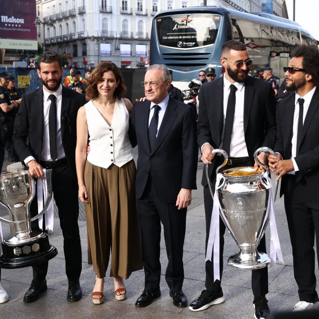Modric Nacho Florentino Díaz-Ayuso Benzema Marcelo Real Madrid Champions / Foto: Europa Press
