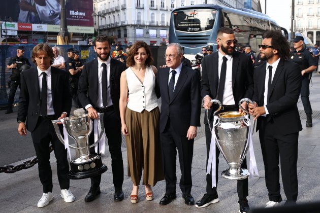 Modric Nacho Florentino Díaz-Ayuso Benzema Marcelo Real Madrid Champions / Foto: Europa Press