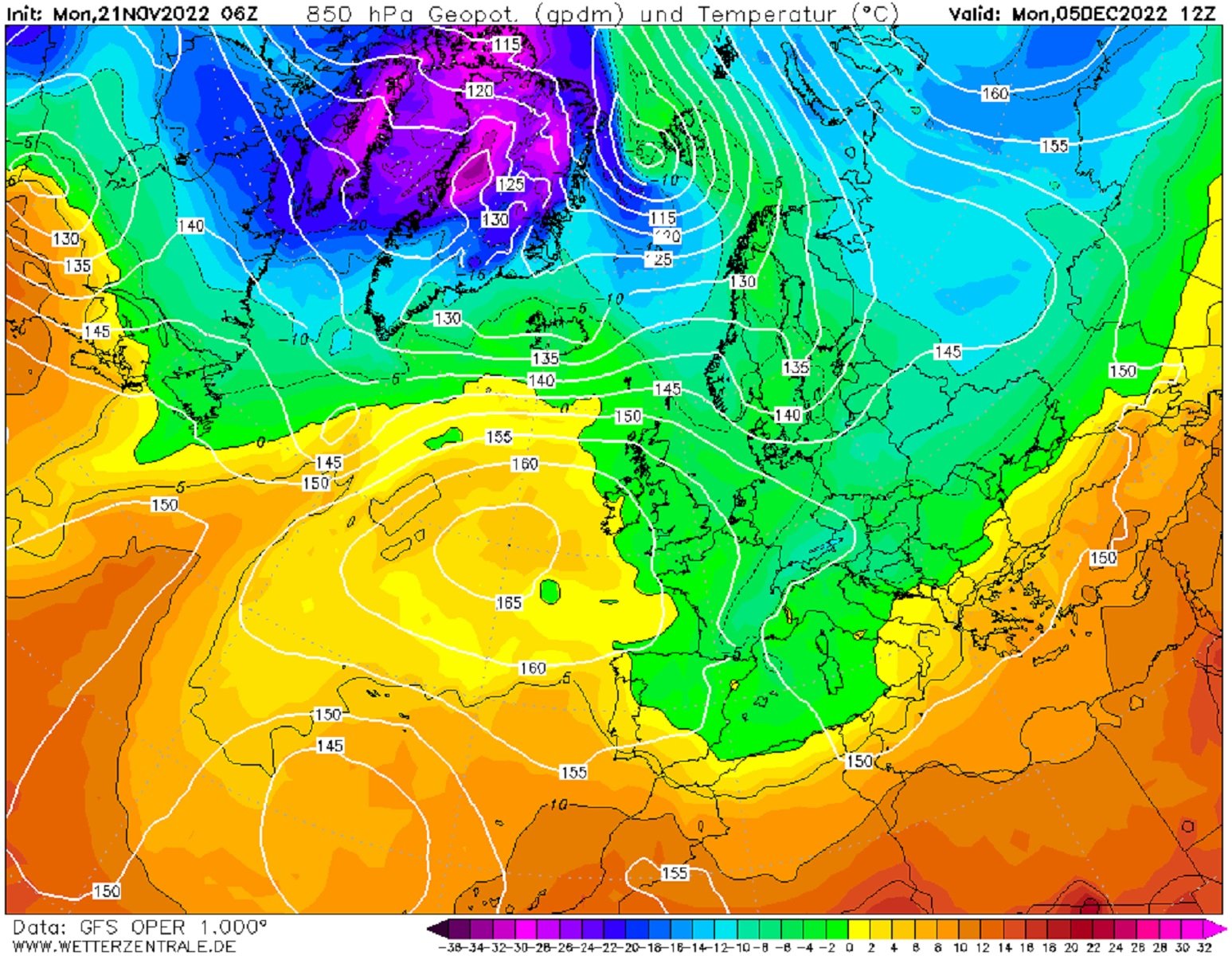Fred Pont de la Puríssima 2022 Catalunya sota zero gelades / GFS Wetterzentrale