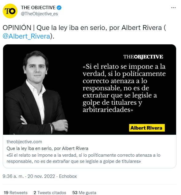Albert Rivera se estrena como columnista Twitter