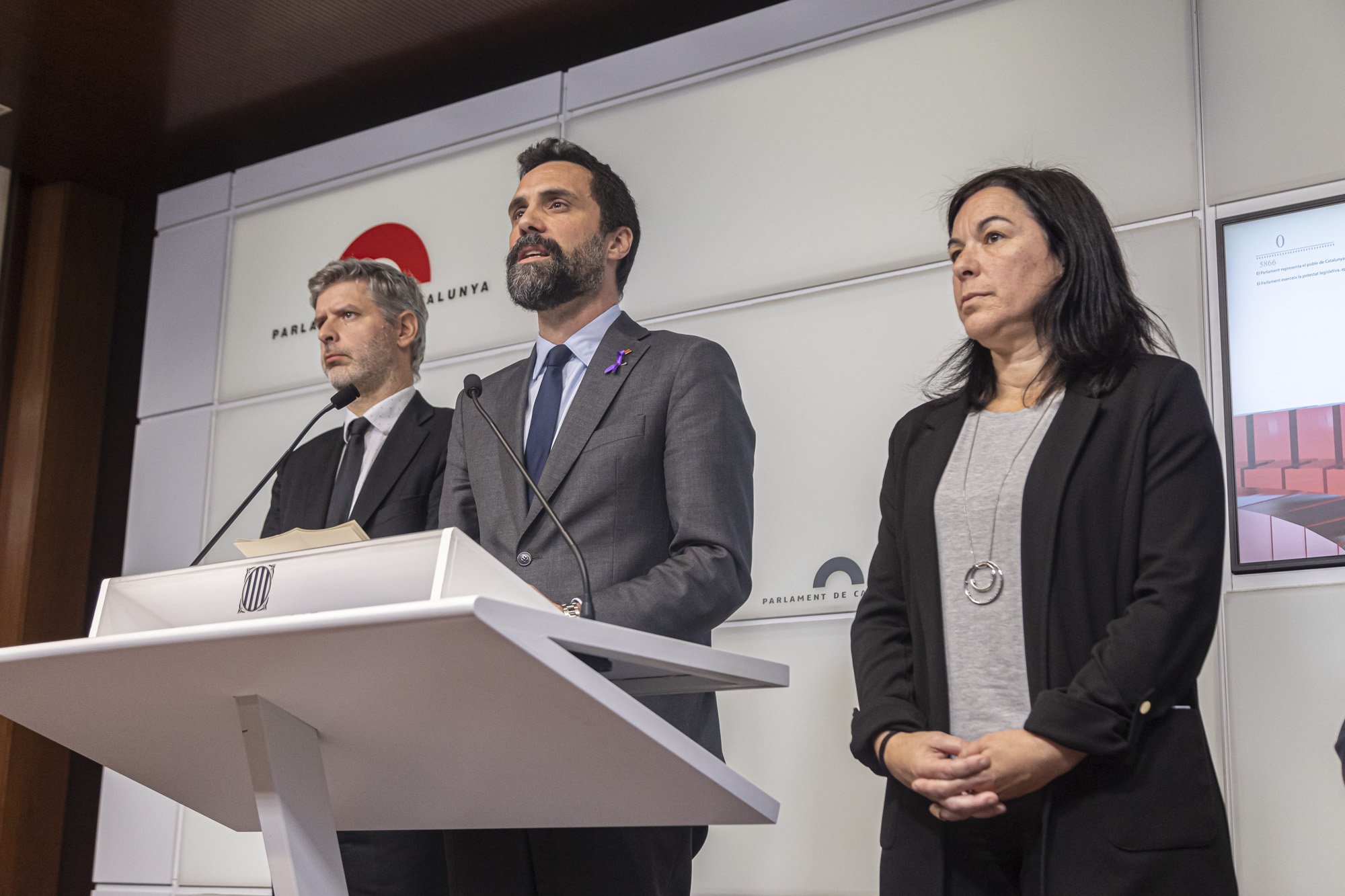 Roger Torrent: "Permitir debates parlamentarios no es delito hoy ni lo era con Forcadell"