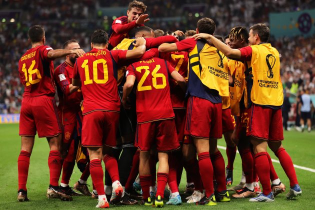 Futbolistas España celebración gol Alemania / Foto: EFE