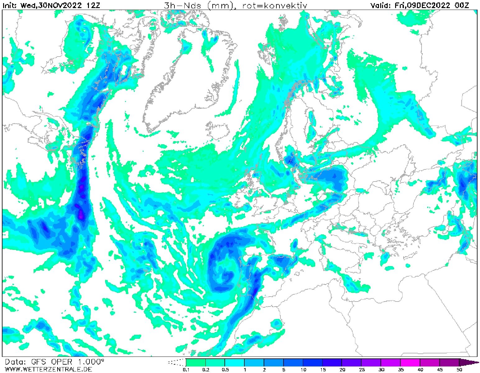 Puente de la Purísima con lluvias en Catalunya GFS Wetterzentrale