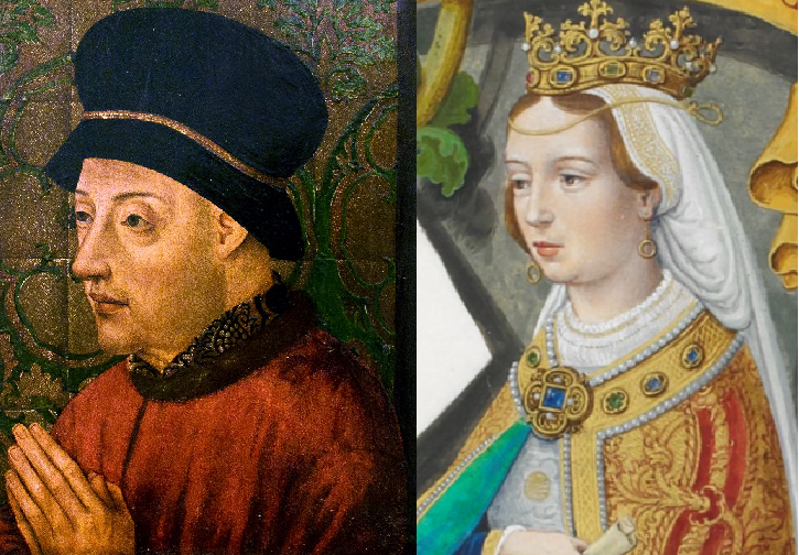 Joan I de Portugal i Felipa de Lancaster  sogres d'Elisabet. Font Museu d'Art Antic, Lisboa i Britsh Library, Londres