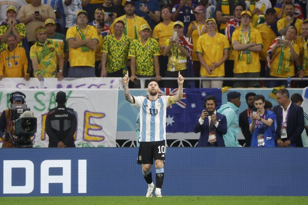 Messi celebrant el primer gol contra Austràlia al Mundial de Qatar 2022 / Foto: Efe