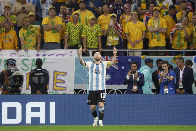 Messi celebrant el primer gol contra Austràlia al Mundial de Qatar 2022 / Foto: EFE