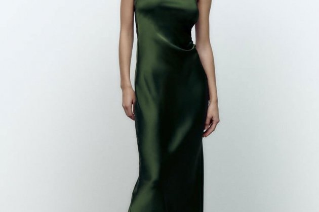 Vestido satinado con tirantes joya1 Vestido satinado con tirantes joya1