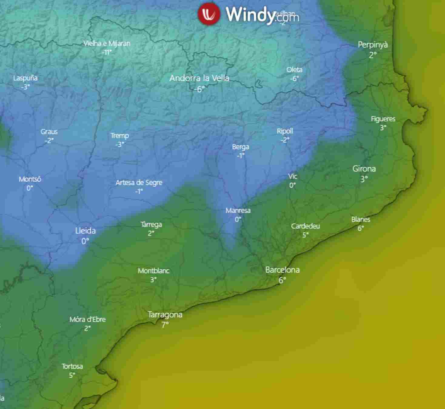 El temps per al pont de la Puríssima: per què mig Catalunya quedarà per sota dels zero graus?