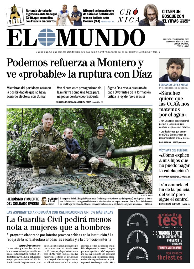portada elmundo 5 desembre 2022 portada elmundo 5 desembre 2022