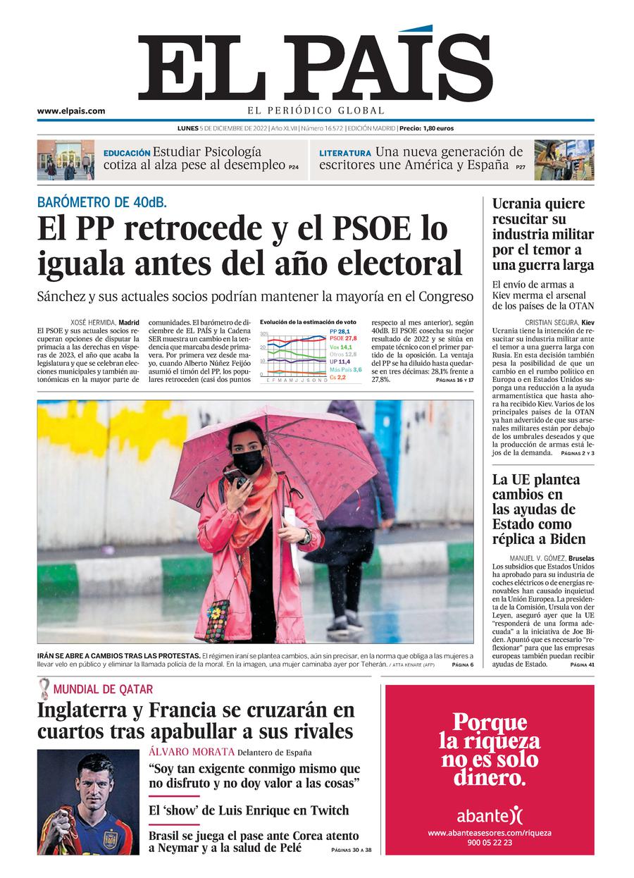 portada elpais 5 desembre 2022 portada elpais 5 desembre 2022
