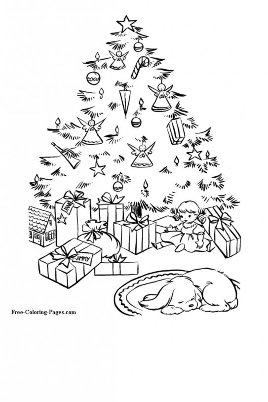 dibujos navidad pintar imprimir árbol navidad