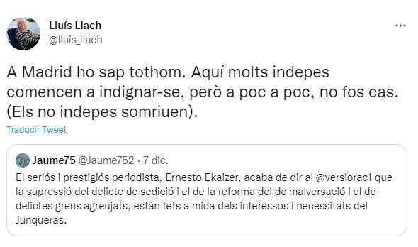 tuit Lluis Llach delicte malversació tuit Lluis Llach delicte malversació