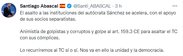 Piulada de Santiago Abascal