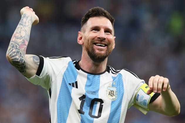 Leo Messi Argentina contento celebrando Países Bajos / Foto: EFE - Mohamed Messara