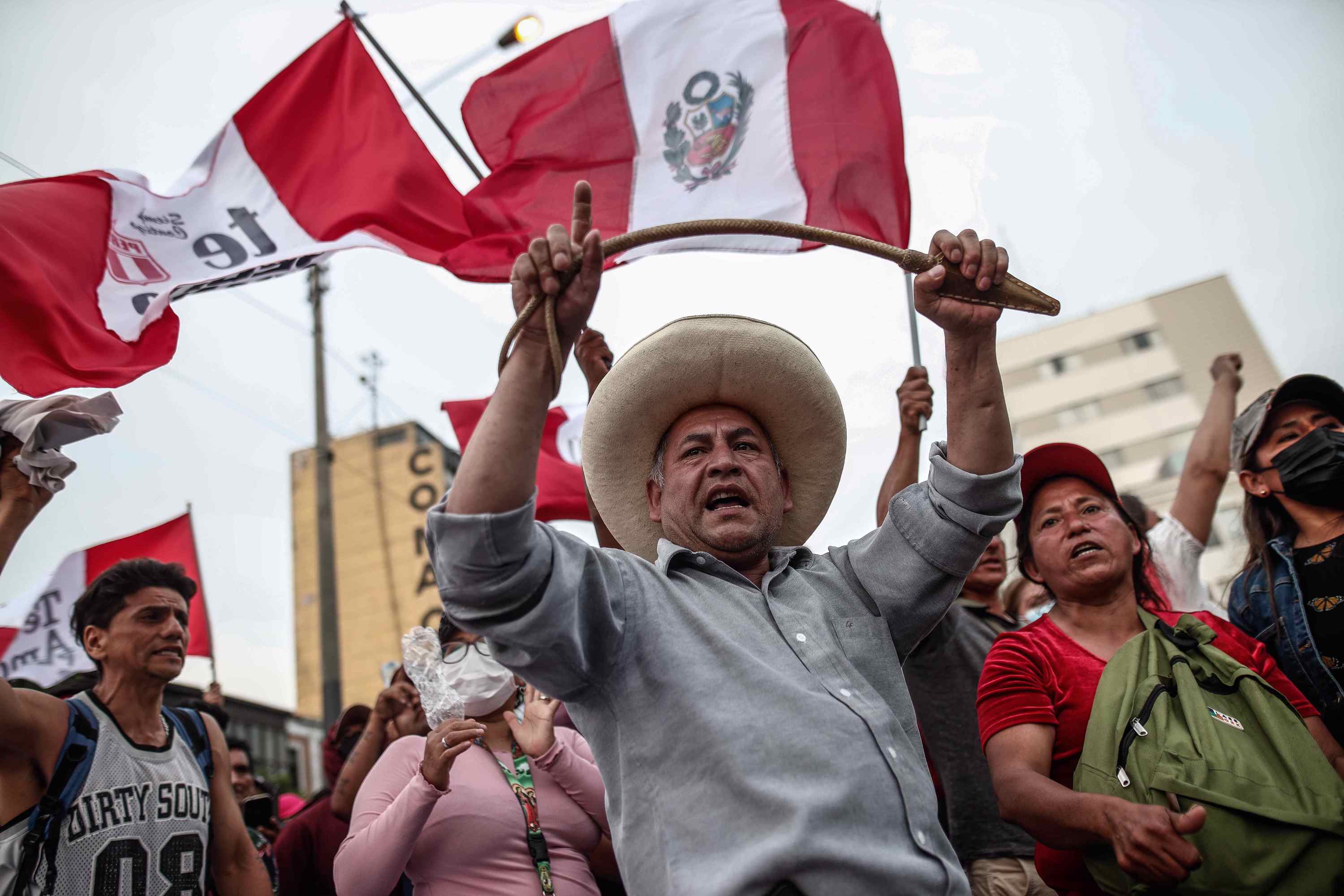 Manifestación para adelantar las elecciones en el Perú, foto: 