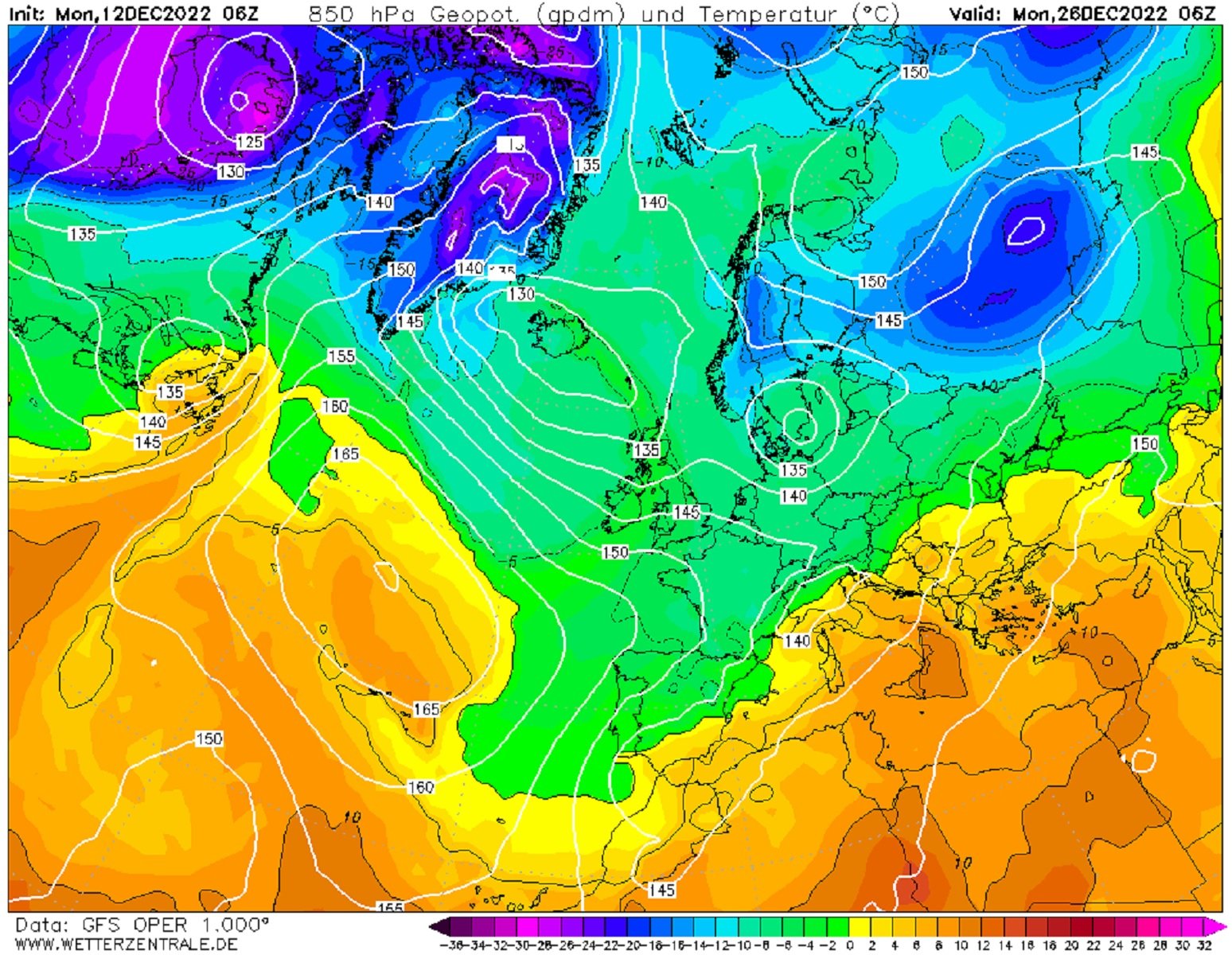 Navidad|Nadal y Sant Esteve muy frío en nieve en cotas bajas Catalunya GFS Wetterzentrale