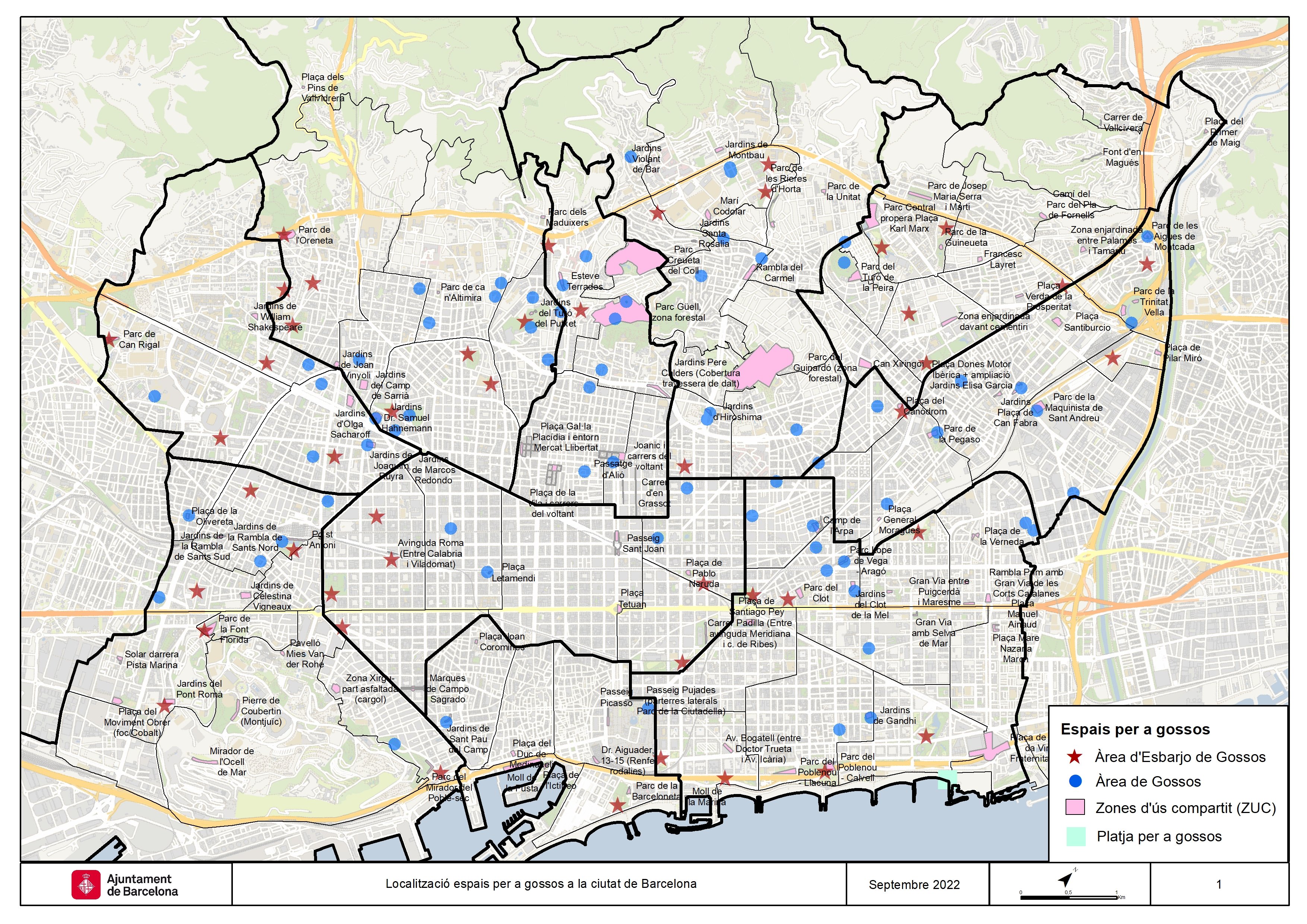 mapa zones gossos barcelona ajbcn