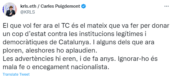 TUIT carles puigdemont TC congrios TUIT carles puigdemont TC congrios